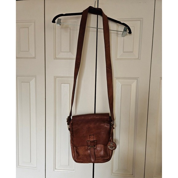 Harbour 2nd German leather crossbody flap bag cognac brown tan - Picture 1 of 7